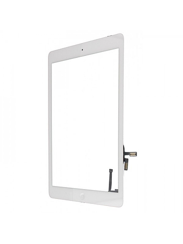 Ecran vitre tactile blanc Apple iPad 5 ou iPad air avec adhésif et bouton home assemblés