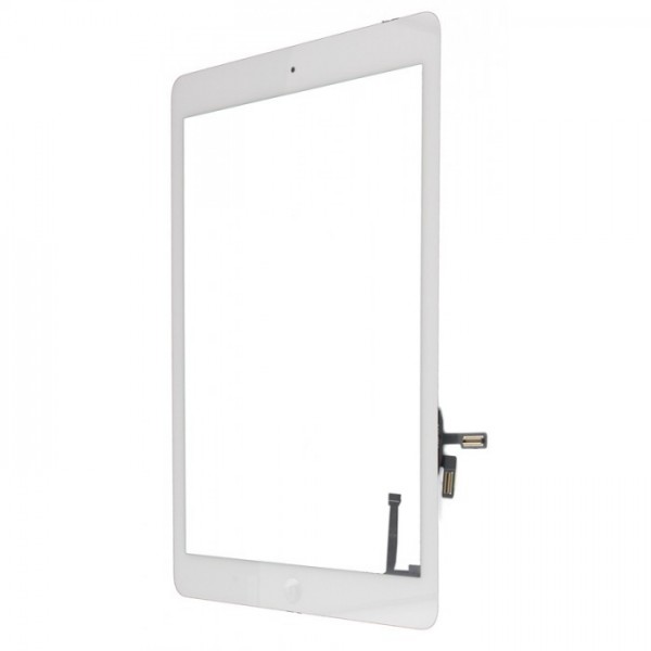 Ecran vitre tactile blanc Apple iPad 5 ou iPad air avec adhésif et bouton home assemblés